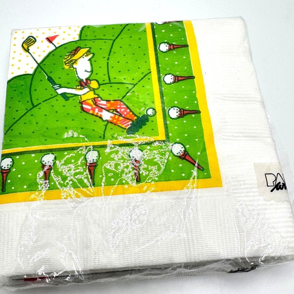 Paper Art Co. 20 Beverage Napkins 3 Ply Golf Design Vintage 1990s